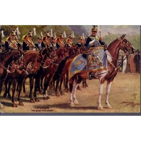 Quantité Limitée 21st Lancers - The Band and Drums Illustree par Harry Payne - Carte n'ayant pa