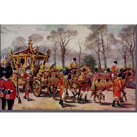 The King and the Queen going in state to open Parliament Illustree par Harry P Prix Bas