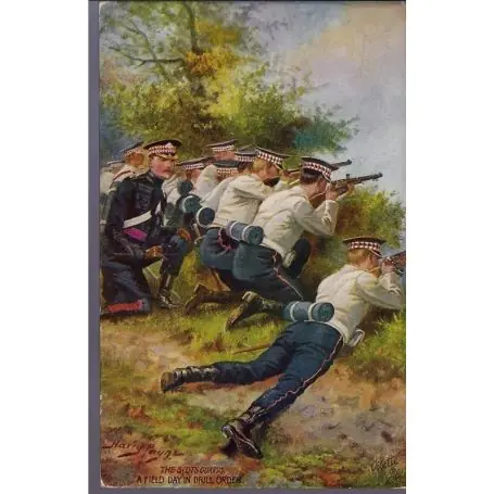 Prix Choc The Scots Guards - A fiel day in Drill order Illustree par Harry Payne - Carte