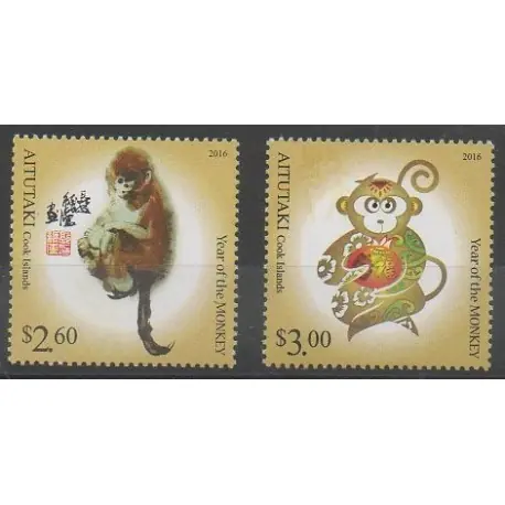 Aitutaki - 2015 - No 687/688 - Horoscope Prix Cassé