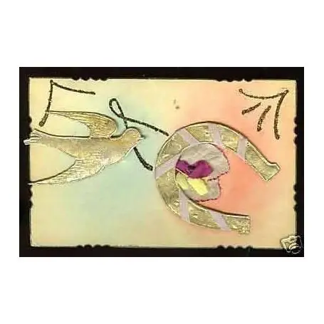 Authentique Fer a cheval et colombe en ajoutis