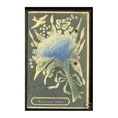 Meilleurs Voeux - Fleurs - Carte en Relief Meilleur Choix