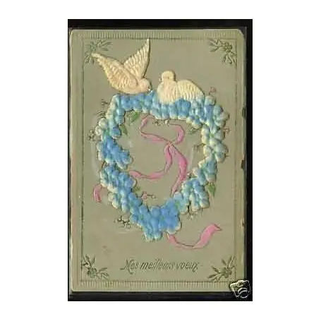 Myosotis et colombes en ajoutis - Carte en Relief Usine Directe