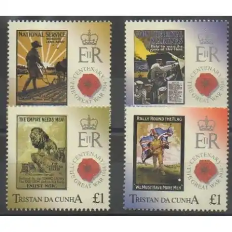 Prix Cassé Tristan da Cunha - 2014 - No 1084/1087 - Première Guerre Mondiale