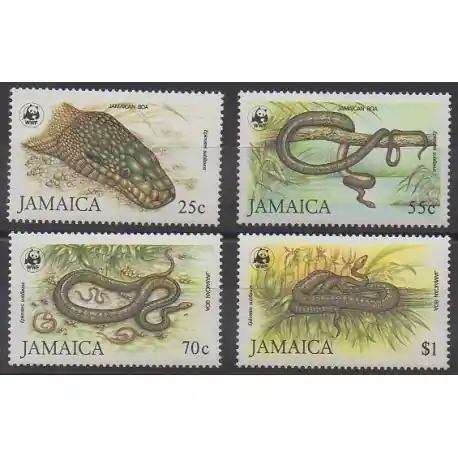 Offre Exclusive Jamaïque - 1984 - No 604/607 - Reptiles - Espèces menacées - WWF