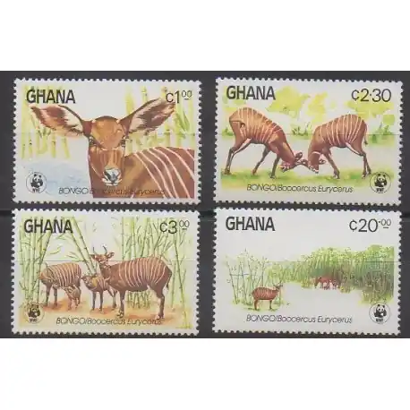 Ghana - 1984 - No 850/853 - Mammifères - Espèces menacées - WWF Gros Lot
