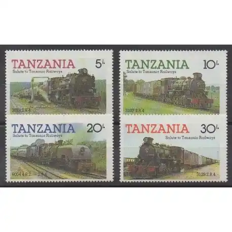 Certifié Tanzanie - 1985 - No 263/266 - Chemins de fer