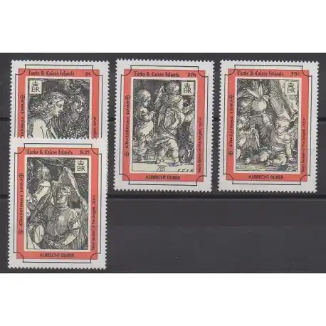 Turks et Caiques (Iles) - 1993 - No 1034/1037 - Peinture - Noël Artisanat