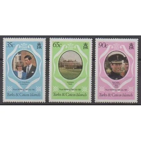 Prix Réduit Turks et Caiques (Iles) - 1981 - No 531/533 - Royauté - Principauté