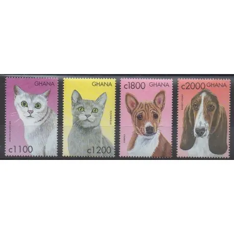 Ghana - 2000 - No 2585/2588 - Chiens - Chats Marque