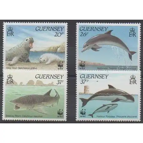 Guernesey - 1990 - No 499/502 - Mammifères - Animaux marins - Espèces menacées - WWF Commande En Gros