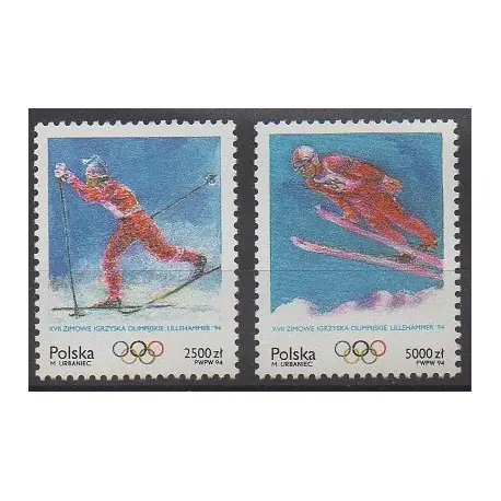 Marque Pologne - 1994 - No 3272/3273 - Jeux olympiques d'hiver