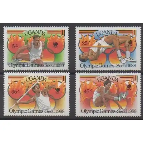 Prix Cassé Ouganda - 1988 - No 502/505 - Jeux Olympiques d'été
