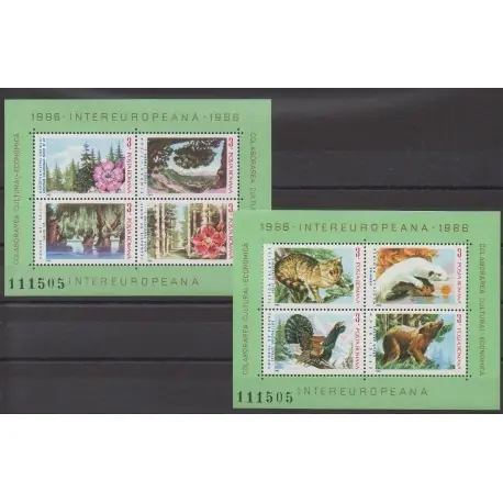 Populaire Roumanie - 1986 - No BF181/BF182 - Fleurs - Animaux - Environnement