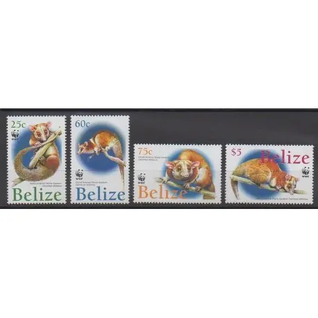 Belize - 2004 - No 1177/1180 - Mammifères - Espèces menacées - WWF Prix Choc