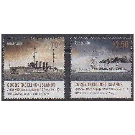 Cocos (Iles) - 2014 - No 481/482 - Première Guerre Mondiale - Navigation Seulement Aujourd’hui