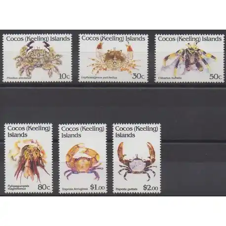 Prix Bas Cocos (Iles) - 1992 - No 255/260 - Animaux marins