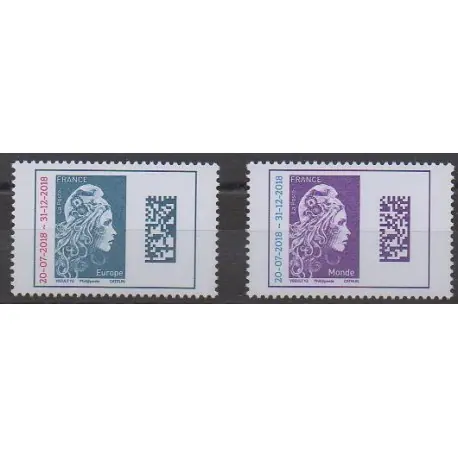 France - Poste - 2018 - No 5270/5271 - Marianne l'engagée surchargée - Europe et Monde Prix Réduit