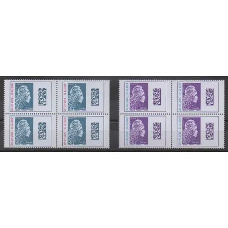 Meilleure Vente France - Poste - 2018 - No 5270/5271 - Bloc de 4 coin de feuille - Marianne l'engagée surchargée - Europe et Monde