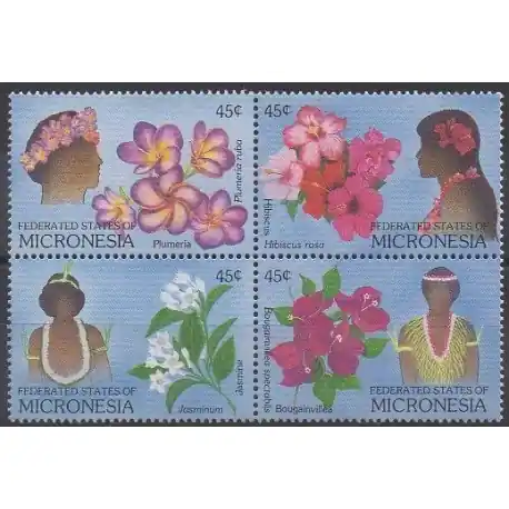 Micronésie - 1989 - No 83/86 - Fleurs Expédition Rapide