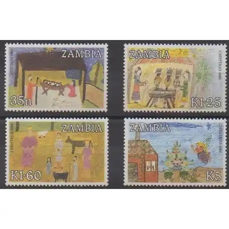 Nouvel Arrivage Zambie - 1986 - No 360/363 - Dessins d'enfants - Noël