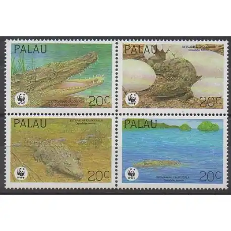 Palau - 1994 - No 618/621 - Reptiles - Espèces menacées - WWF Haute Qualité