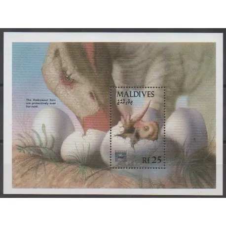 Petit Prix Maldives - 1992 - No BF233 - Animaux préhistoriques
