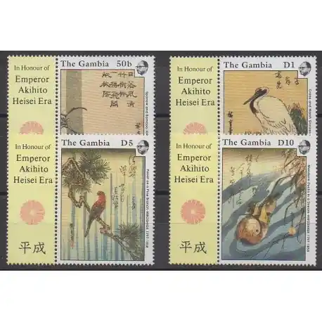 Gambie - 1989 - No 801/804 - Peinture - Oiseaux Remise