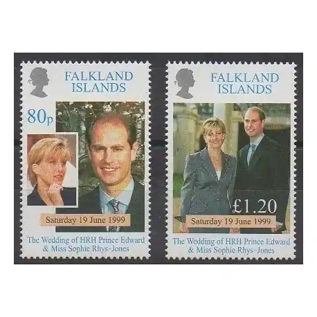 Certifié Falkland - 1999 - No 748/749 - Royauté - Principauté