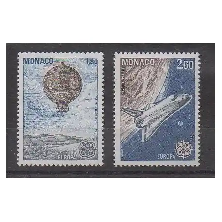 Monaco - 1983 - No 1365/1366 - Europa - Ballons - Dirigeables - Espace Bon Plan