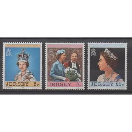 Certifié Jersey - 1977 - No 151/153 - Royauté - Principauté