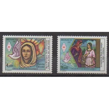Monaco - 1987 - No 1594/1595 - Santé ou Croix-Rouge Soldes