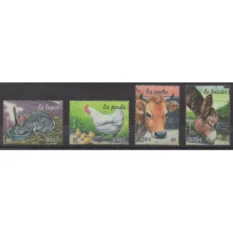 Marque France - Poste - 2004 - No 3662/3665 - Mammifères