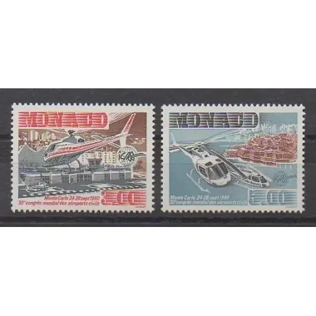 Monaco - 1990 - No 1736/1737 - Hélicoptères Original