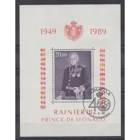 Garantie Incluse Monaco - Blocs et feuillets - 1989 - No BF45 - Royauté - Principauté - Oblitéré