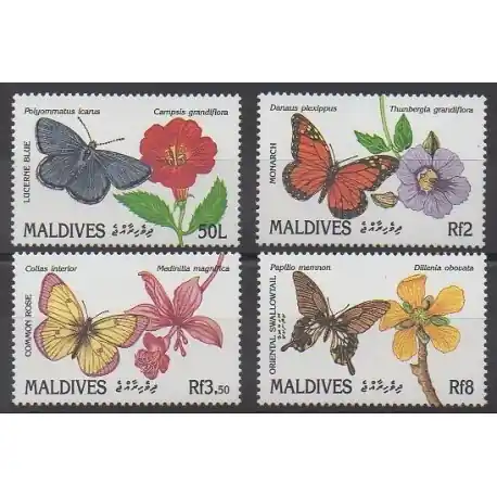 Maldives - 1991 - No 1368/1371 - Insectes - Fleurs Original