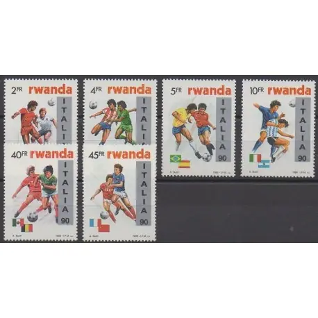 Vente Flash Rwanda - 1990 - No 1301/1306 - Coupe du monde de football