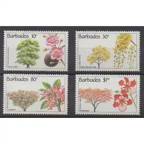 Barbade - 1992 - No 831/834 - Arbres Nouveauté