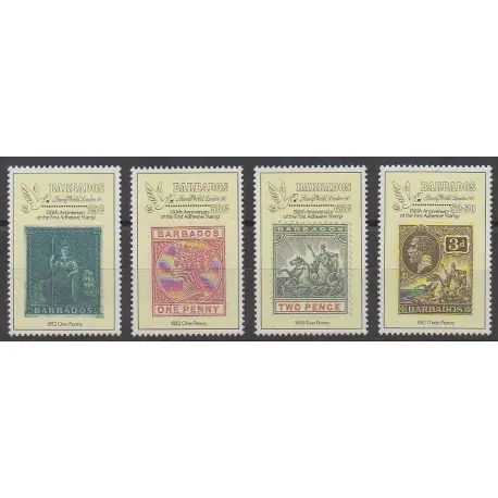 Barbade - 1990 - No 776/779 - Timbres sur timbres Pas Cher