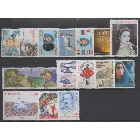 Monaco - Année complète - 2007 - No 2588/2603 Solde