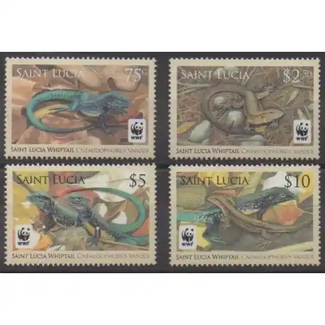 Garantie Incluse Sainte-Lucie - 2008 - No 1257/1260 - Reptiles - Espèces menacées - WWF