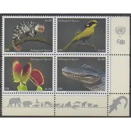 Nations Unies (ONU - New-York) - 2021 - No 1724/1727 - Espèces menacées - WWF - Animaux Retour Gratuit