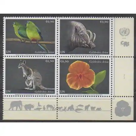 Top Qualité Nations Unies (ONU - Vienne) - 2021 - No 1077/1080 - Espèces menacées - Animaux