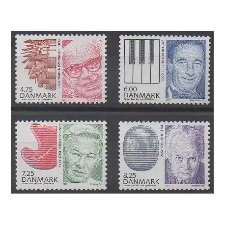 Haute Qualité Danemark - 2007 - No 1480/1483 - Célébrités