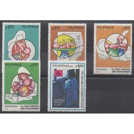 Vente Flash Philippines - 1988 - No 1647/1651 - Santé ou Croix-Rouge - Enfance
