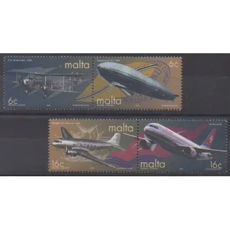 Malte - 2000 - No 1102/1105 - Aviation - Ballons - Dirigeables Prix Cassé