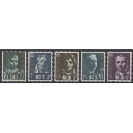 Nouvel Arrivage Malte - 1974 - No 483/487 - Célébrités