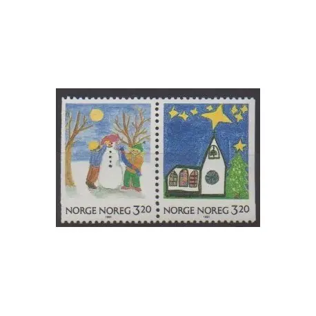 Meilleur Choix Norvège - 1990 - No 1013/1014 - Noël - Dessins d'enfants