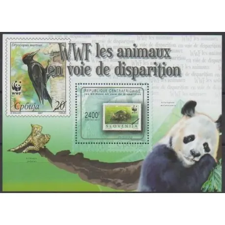 Centrafricaine (République) - 2011 - No BF239 - Timbres sur timbres - Tortues - Espèces menacées - WWF Seulement Aujourd’hui