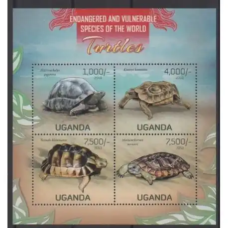 Ouganda - 2013 - No 2494/2497 - Tortues - Espèces menacées - WWF Nouvelle Collection